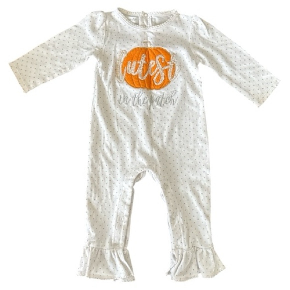 Mud Pie “Cutest Pumpkin In The Patch” bell bottom onesie/PJ size 9-12 months
